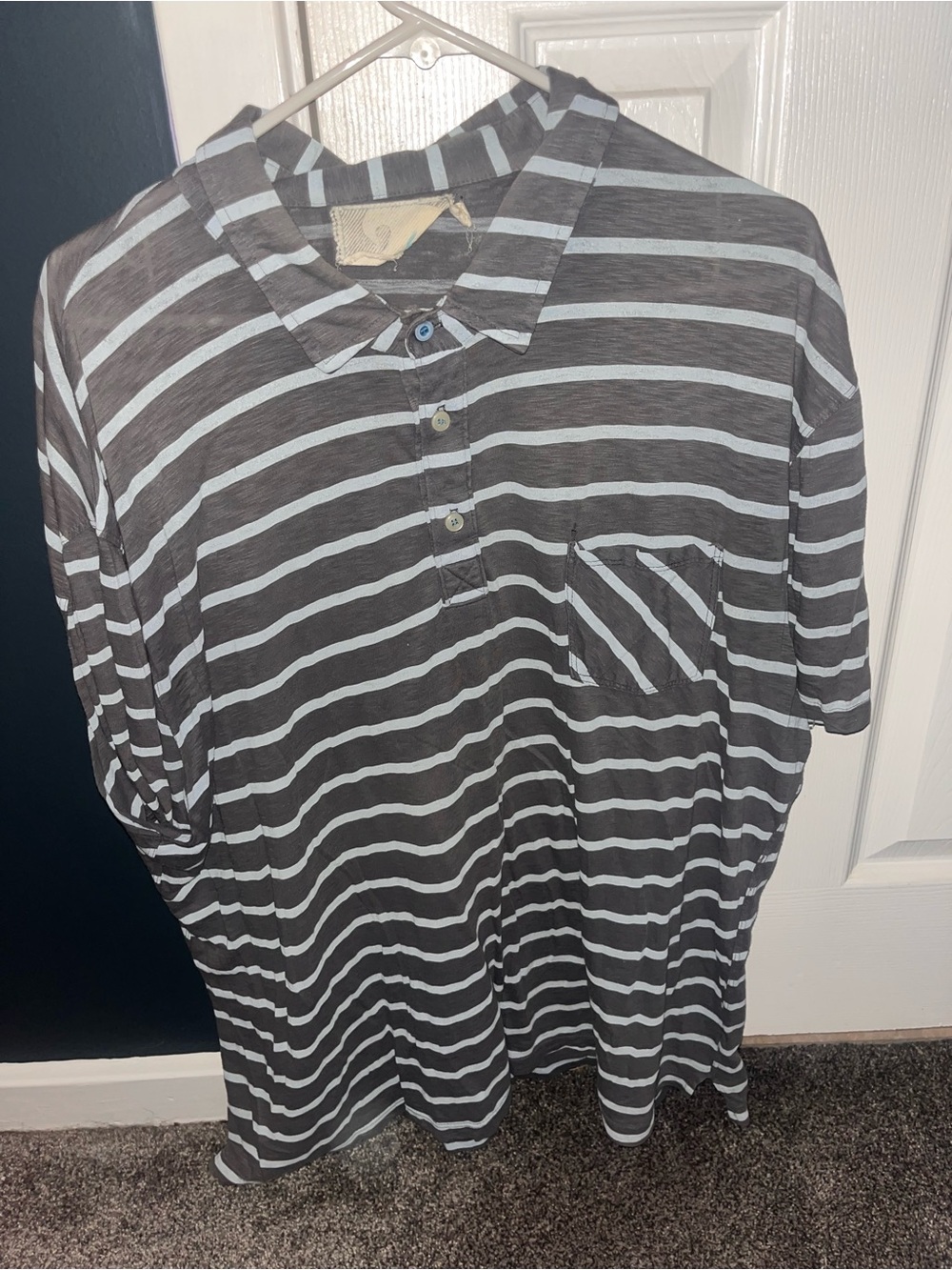 Men's Striped Polo Shirt in Gray & White